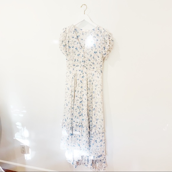 LOVESHACKFANCY ANDIE SILK FLORAL WHITE MAXI DRESS - Picture 4 of 7